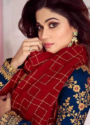 Blue embroidered silk salwar 2