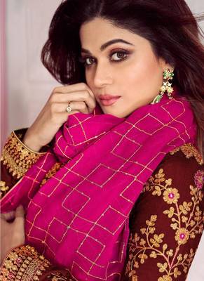 Maroon embroidered silk salwar 2