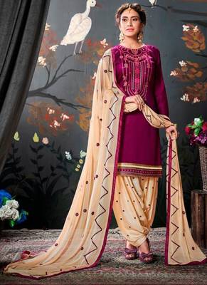 Wine embroidered cotton salwar 1