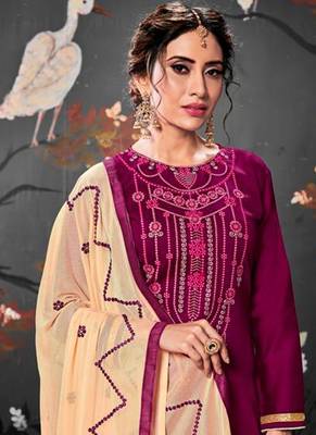 Wine embroidered cotton salwar 2