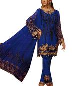Blue Embroidered Georgette Salwar