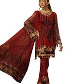 Maroon Embroidered Georgette Salwar