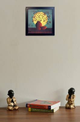 Abstract Pot and Leaves Theme Satin Matt Texture UV Art Painting 2
