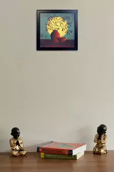 Abstract Pot and Leaves Theme Satin Matt Texture UV Art Painting