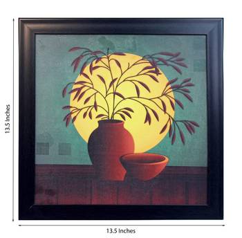 Abstract Pot and Leaves Theme Satin Matt Texture UV Art Painting 3