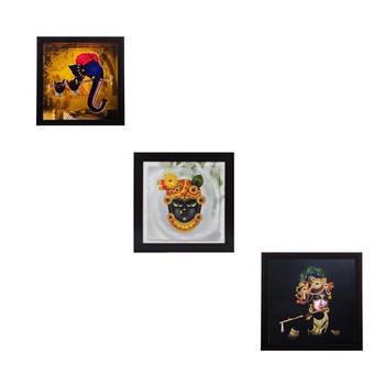 Set of 3 Religious Satin Matt Textured UV Art Painting 1
