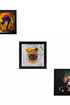 Set of 3 Religious Satin Matt Textured UV Art Painting