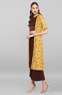Janasya Yellow printed crepe ethnic-kurtis 4
