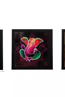 Set of 3 Religious Satin Matt Textured UV Art Painting