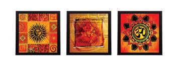 Set Of 3 Om and Ganesha Satin Matt Texture UV Art Painting 1