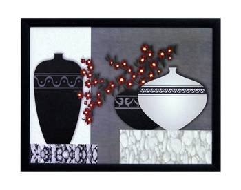 Abstract Pots Theme Satin Matt Texture UV Art Painting 1