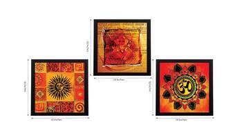Set Of 3 Om and Ganesha Satin Matt Texture UV Art Painting 2