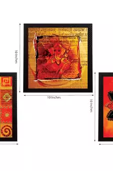 Set Of 3 Om and Ganesha Satin Matt Texture UV Art Painting