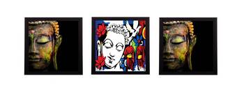 Set Of 3 Lord Buddha Satin Matt Texture UV Art Painting 1