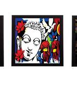 Set Of 3 Lord Buddha Satin Matt Texture UV Art Painting