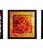 Set Of 3 Lord Ganesha and Krishna Matt Texture UV Art Painting
