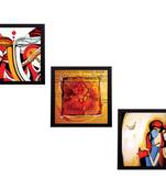 Set Of 3 Lord Ganesha and Krishna Matt Texture UV Art Painting