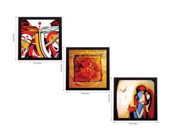 Set Of 3 Lord Ganesha and Krishna Matt Texture UV Art Painting 2