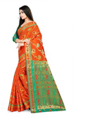 Yellow woven silk saree with blouse