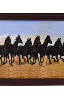 Running Lucky Horses Design Satin Matt Texture UV Art Painting