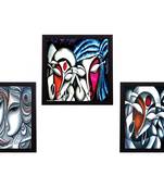 Set Of 3 Face Of Radha Krishna Satin Matt Texture UV Art Painting