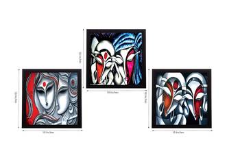 Set Of 3 Face Of Radha Krishna Satin Matt Texture UV Art Painting 2