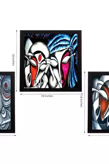 Set Of 3 Face Of Radha Krishna Satin Matt Texture UV Art Painting
