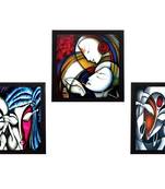 Set Of 3 Krishna and Radha Satin Matt Texture UV Art Painting