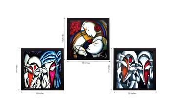 Set Of 3 Krishna and Radha Satin Matt Texture UV Art Painting 2