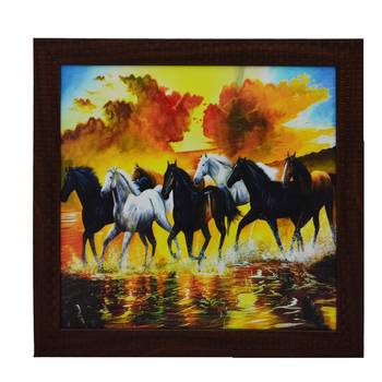 Running Lucky Horses Design Satin Matt Texture UV Art Painting 1