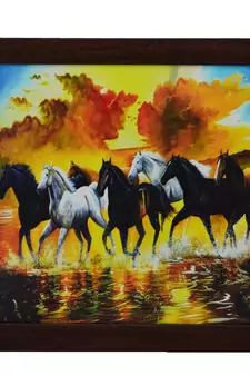 Running Lucky Horses Design Satin Matt Texture UV Art Painting