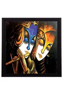 Set Of 3 Colorful Radha and Krishna Satin Matt Texture UV Art Painting