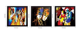 Set Of 3 Colorful Radha and Krishna Satin Matt Texture UV Art Painting 2