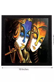 Set Of 3 Colorful Radha and Krishna Satin Matt Texture UV Art Painting