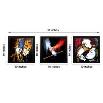 Set Of 3 Radha Krishna Satin Matt Texture UV Art Painting 2