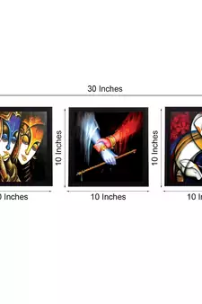 Set Of 3 Radha Krishna Satin Matt Texture UV Art Painting