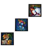 Set Of 3 Radha Krishna Satin Matt Texture UV Art Painting