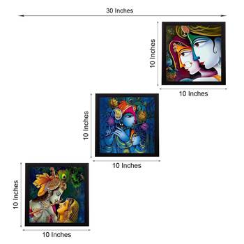 Set Of 3 Radha Krishna Satin Matt Texture UV Art Painting 2