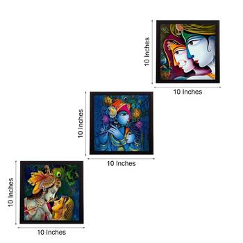 Set Of 3 Radha Krishna Satin Matt Texture UV Art Painting 3