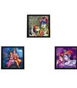 Set Of 3 Radha Krishna Satin Matt Texture UV Art Painting