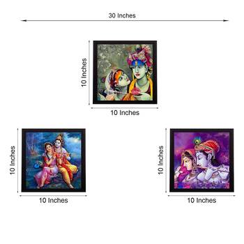 Set Of 3 Radha Krishna Satin Matt Texture UV Art Painting 2