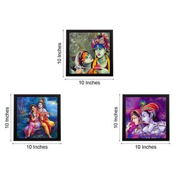 Set Of 3 Radha Krishna Satin Matt Texture UV Art Painting 3