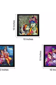 Set Of 3 Radha Krishna Satin Matt Texture UV Art Painting