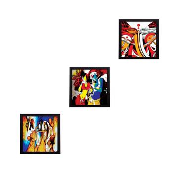 Set Of 3 Radha Krishna Satin Matt Texture UV Art Painting 1