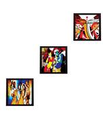 Set Of 3 Radha Krishna Satin Matt Texture UV Art Painting