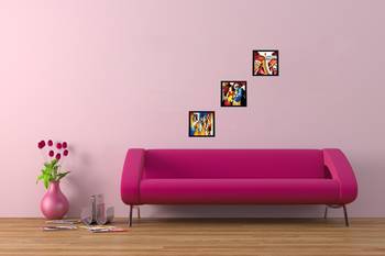 Set Of 3 Radha Krishna Satin Matt Texture UV Art Painting 2