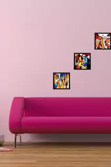 Set Of 3 Radha Krishna Satin Matt Texture UV Art Painting