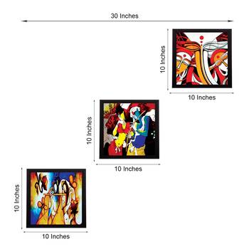 Set Of 3 Radha Krishna Satin Matt Texture UV Art Painting 3