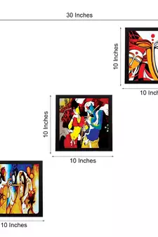 Set Of 3 Radha Krishna Satin Matt Texture UV Art Painting