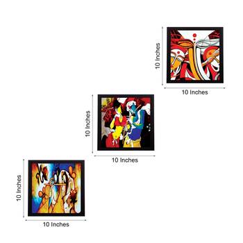 Set Of 3 Radha Krishna Satin Matt Texture UV Art Painting 4